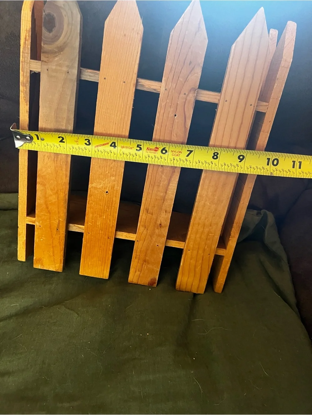 Wooden Picket Wall Shelf in Brown - Home Wall Decor